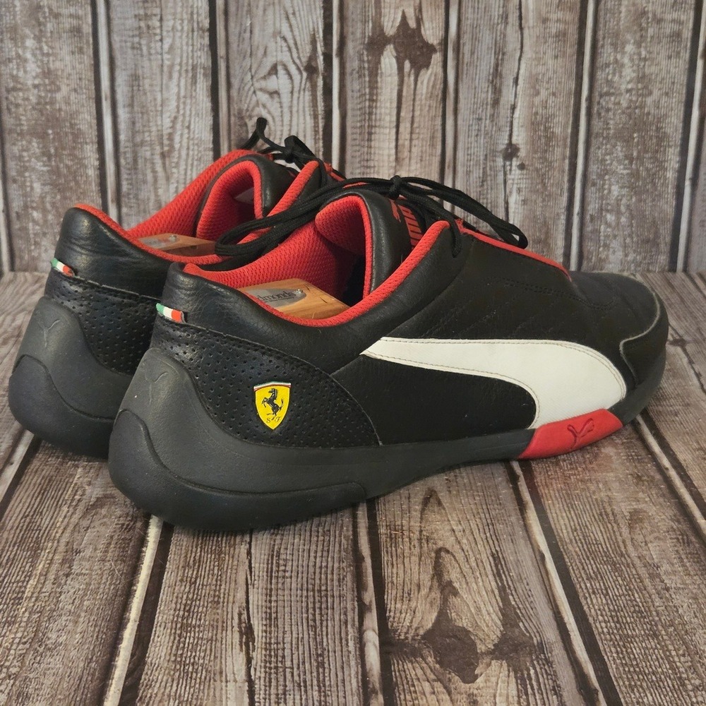 Sz 11 Mens Puma Scuderia Ferrari Future Cat Black Red White Leather Sneakers - Picture 4 of 10